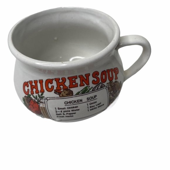 Vintage Ceramic Chicken Soup Mug Bowl Recipe - Picture 3 of 5